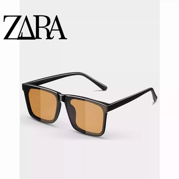 Men's Classic Black Square Frame Brown Lens Sunglasses